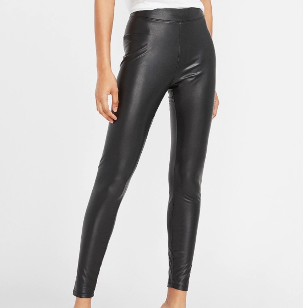 CLOSET CLEAR OUT! EXPRESS HIGH WAISTED FAUX LEATHER ANKLE LE…